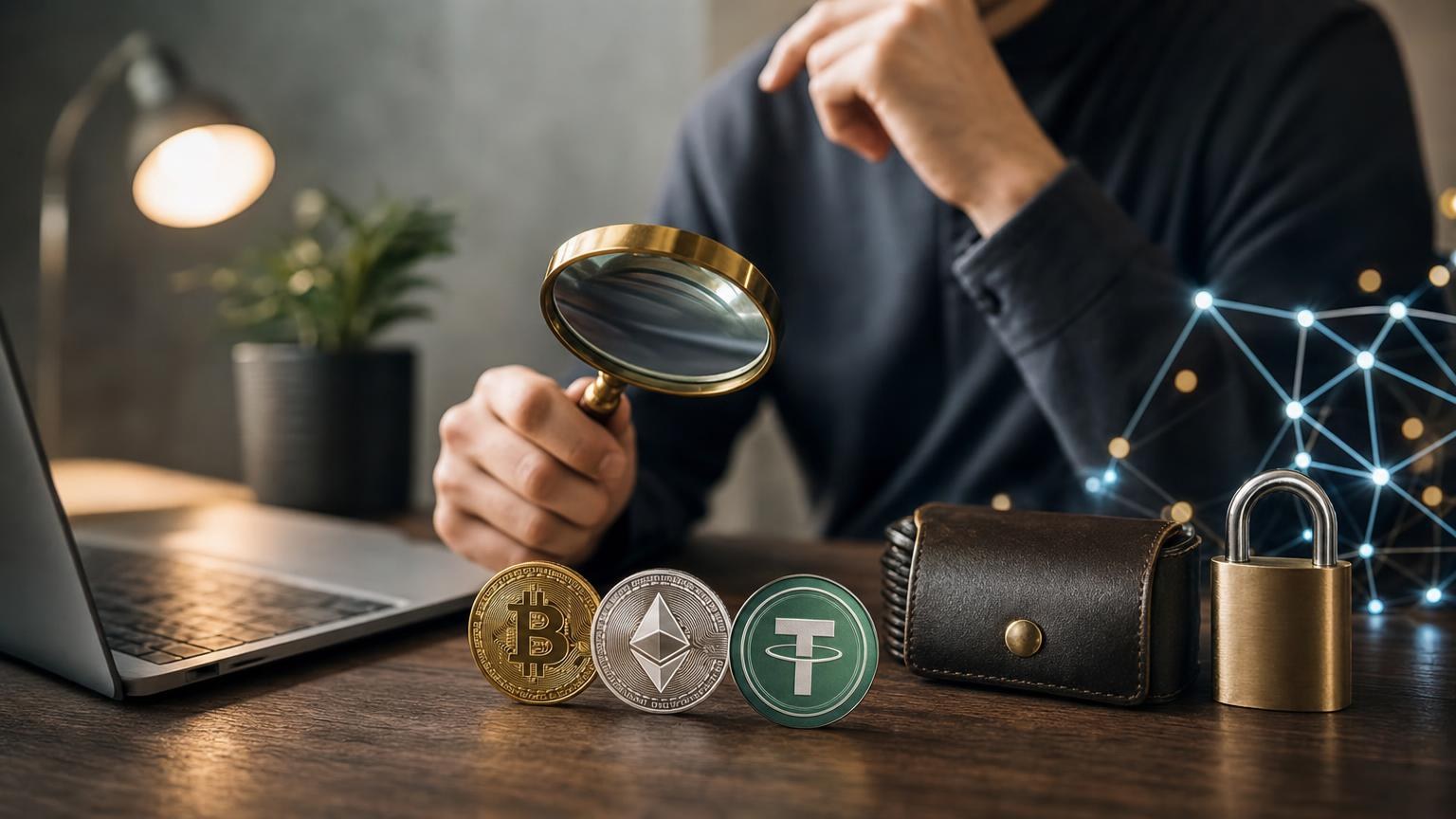 A two-pass security checklist for verifying a crypto exchange service, wallet address, network, amount, and transaction details before sending funds